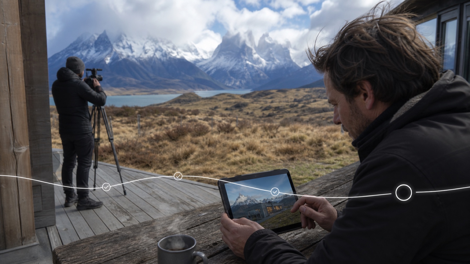 Remote luxury lodge with a performance agreement interface