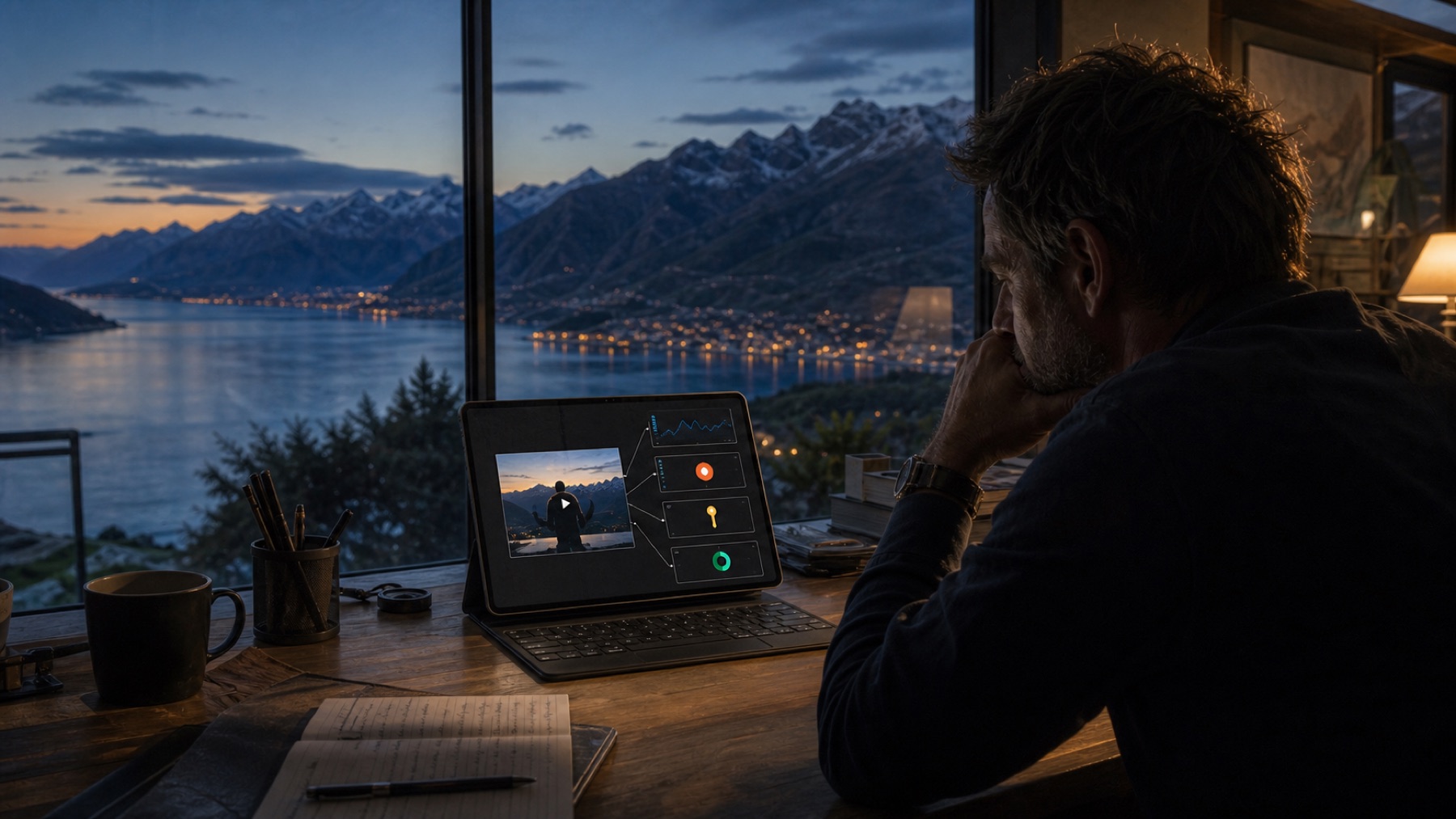 Hotel team viewing measurable content results at a mountain property